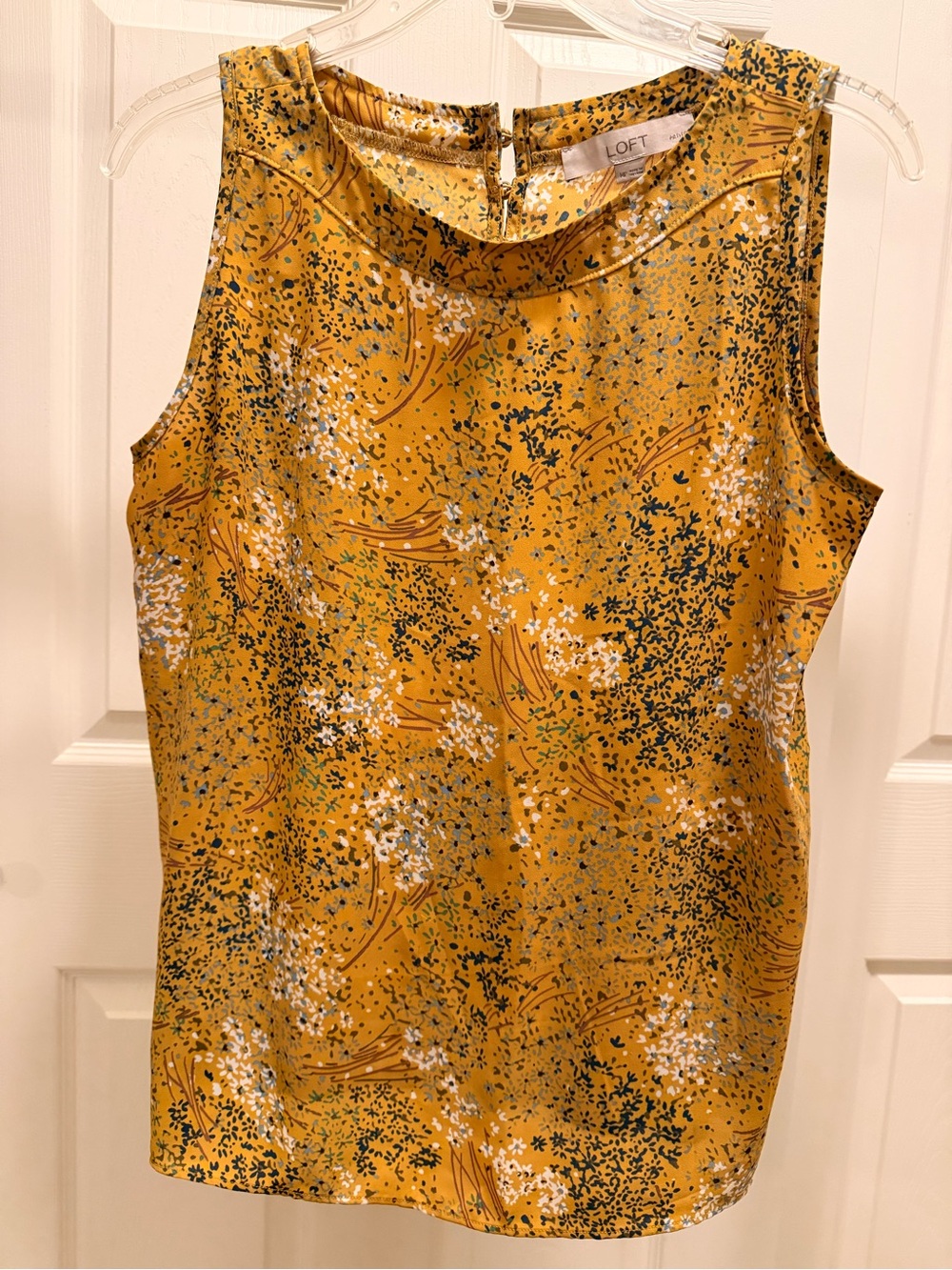 LOFT Mustard Floral Sleeveless Shell